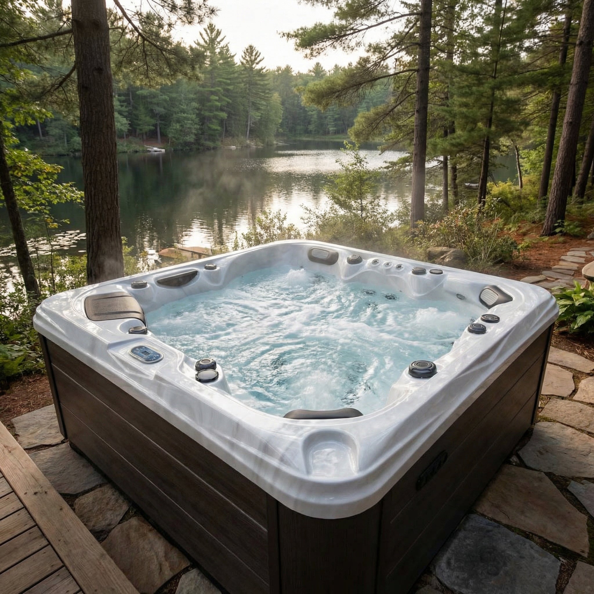 6‑Person Hot Tub – 54‑Jet Single‑Lounge Outdoor Spa with LED